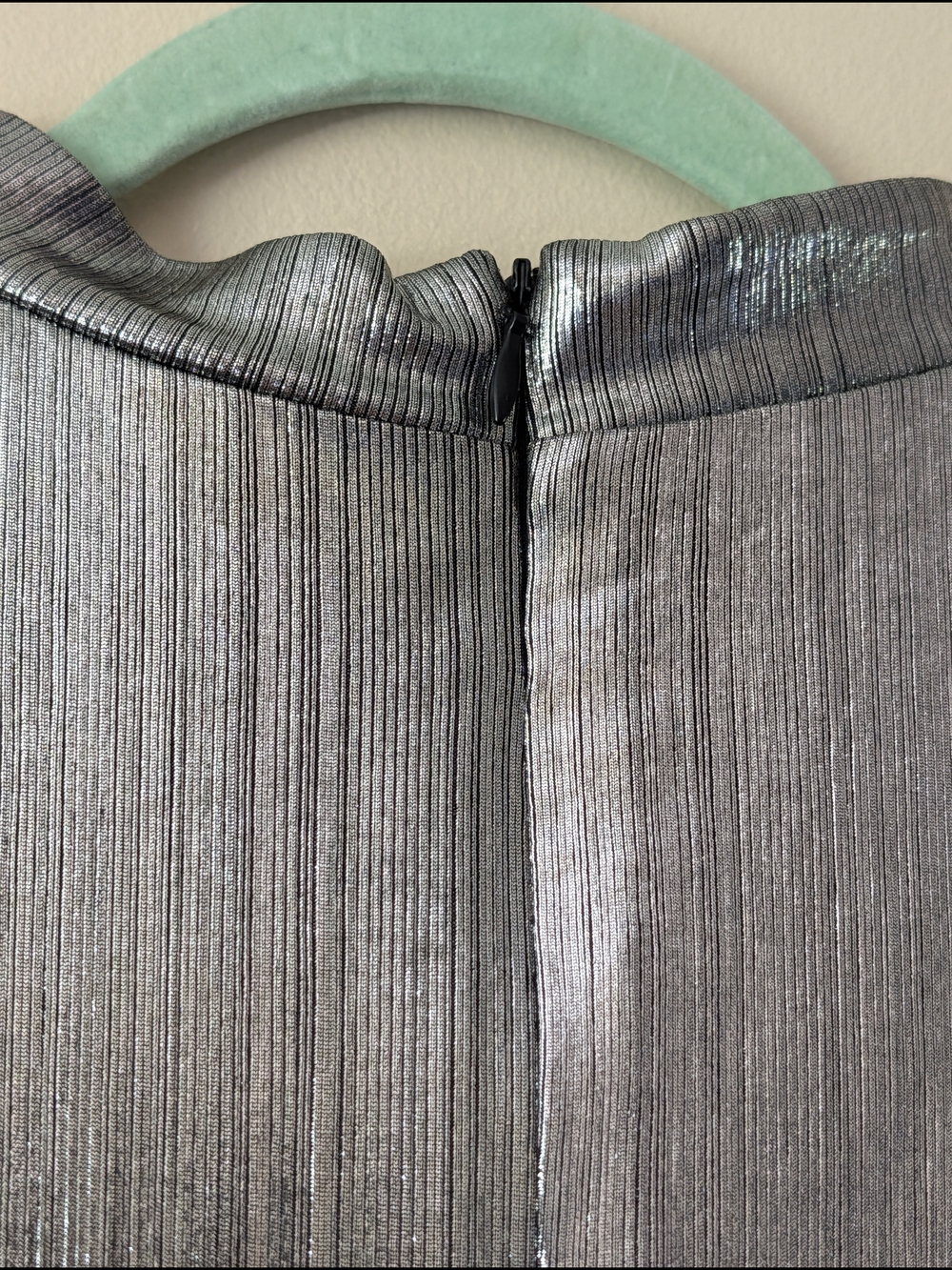 Eloquii Metallic Silver Long Sleeve Midi Dress with Cutout Size 18 - Picture 6 of 7